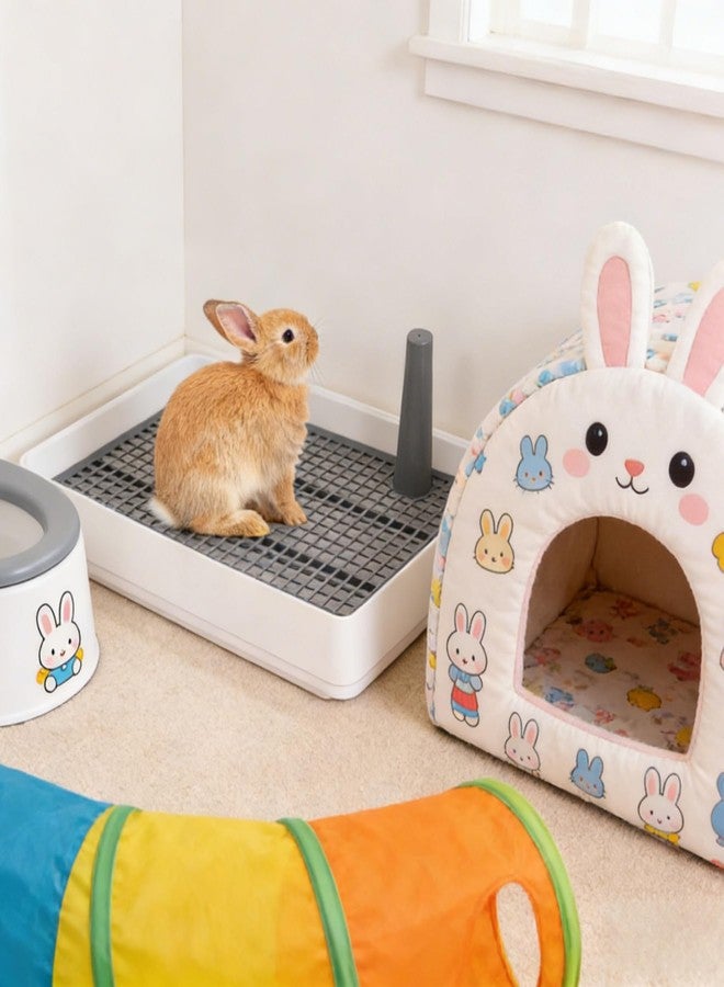 Dmnnlp Rabbit Litter Box Large 15x12.2x2.6 Inch, Includes 50 Liners & Chew Stone, Bunny Litter Box, Plastic Potty Tray for Bunny Guinea Pig Hamster Ferret Small Animals - Image 5